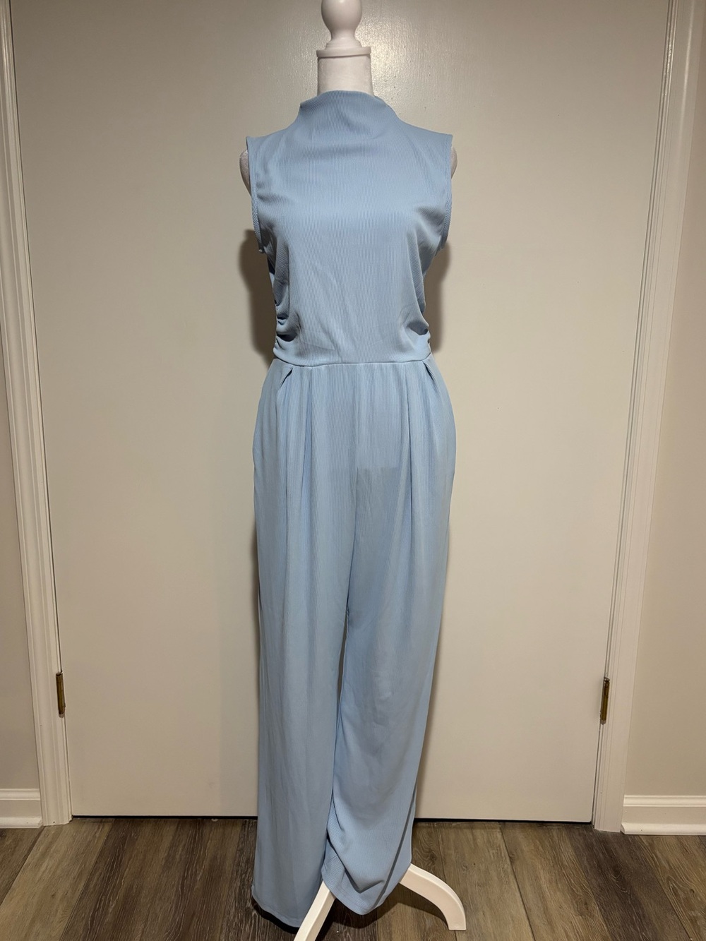 Jumpsuit Sleeveless Wide-Leg Light Blue || M